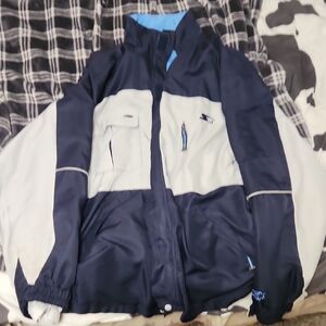 STARTER Men's Zip Up Sweater - Navy and Light Gray